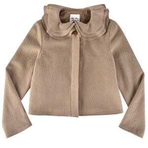 WOOL FRILL NECK JACKET - FAWN